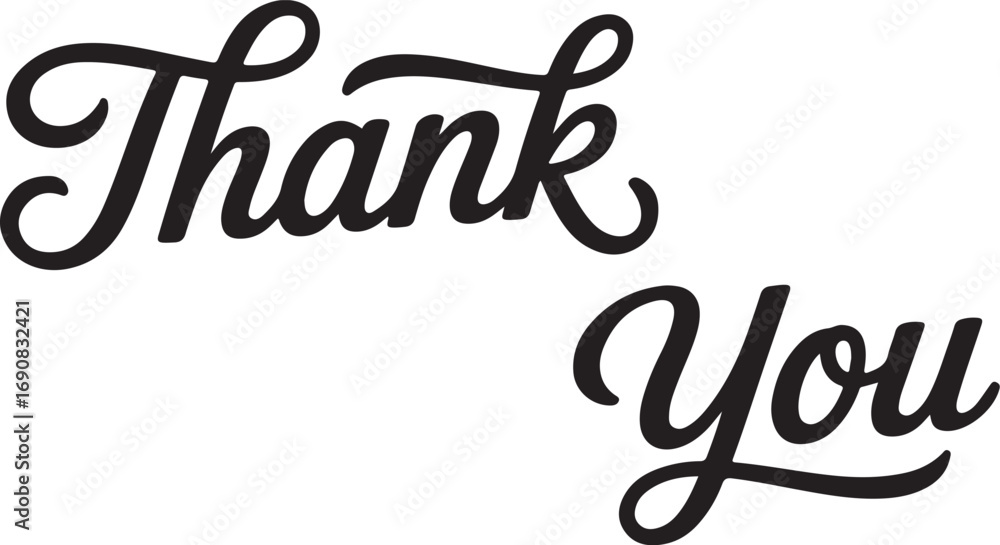 Naklejka premium Thank You script lettering calligraphy typography