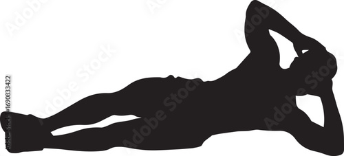 Athletic man silhouette relaxing in a dynamic pose with muscular physique