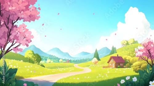 Springtime countryside landscape