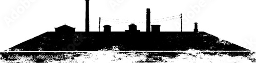 Industrial silhouette grunge black and white art for urban design
