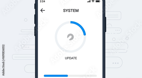 System update in progress on mobile device with blue loading animation progress bar indicator
