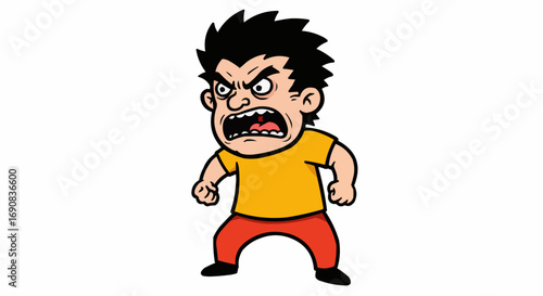 Angry Man Yelling Cartoon – Furious Male Character Illustration