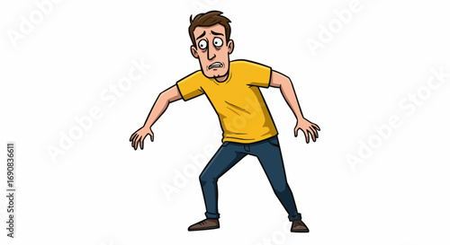 Scared Man Cartoon – Frightened Male Character Illustration