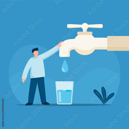 Flat Illustration about Water Scarcity, Drought, and Environmental Conservation