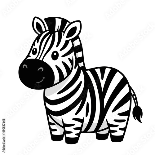 Cute Cartoon Zebra Illustration on White Background