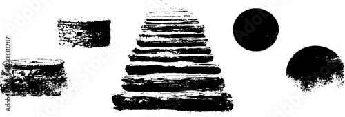 Grunge black and white labyrinth pathway and circle elements for artistic design