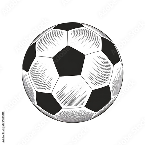 Elegant soccer ball sketch isolated on white background for sports concepts