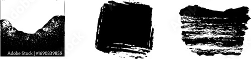 Grunge black and white textured shapes set for urban design and art projects