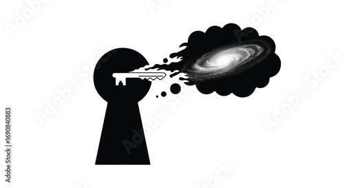 Key unlocks a portal to the vast universe, symbolizing discovery and imagination.