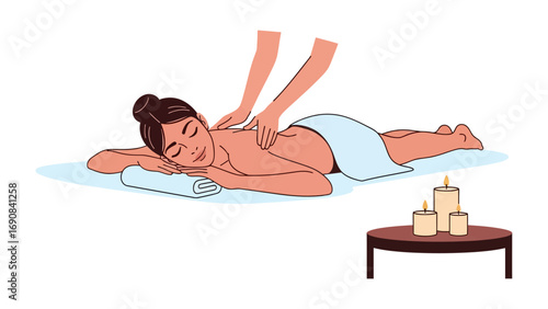 Relaxing full body massage with therapeutic oils and candles on a table in a serene spa setting promoting wellness and rejuvenation