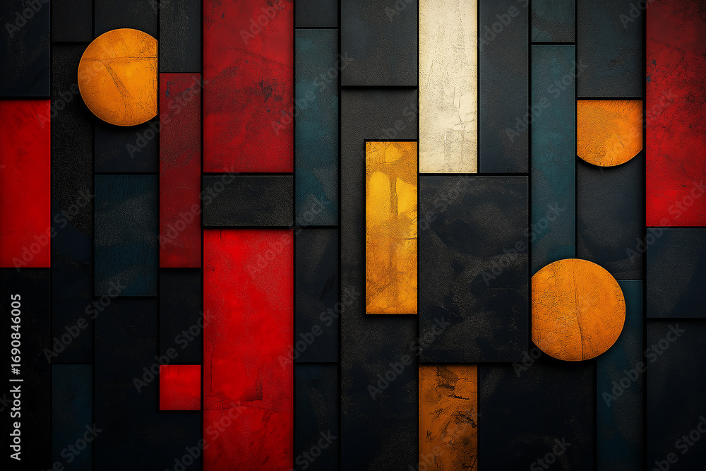 Fototapeta premium Abstract colorful modern geometric art decor panel design with vibrant pattern and texture