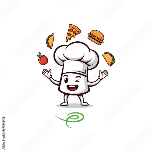 chef mascot cooking fatty food