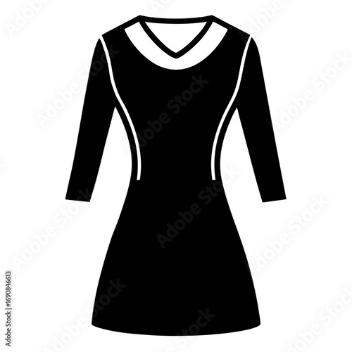 Black Silhouette Sweater Dress Vector Illustration Isolated on White Background