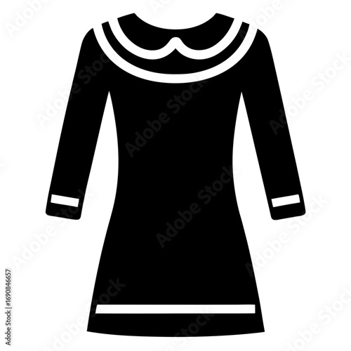 Black Silhouette Sweater Dress Vector Illustration Isolated on White Background