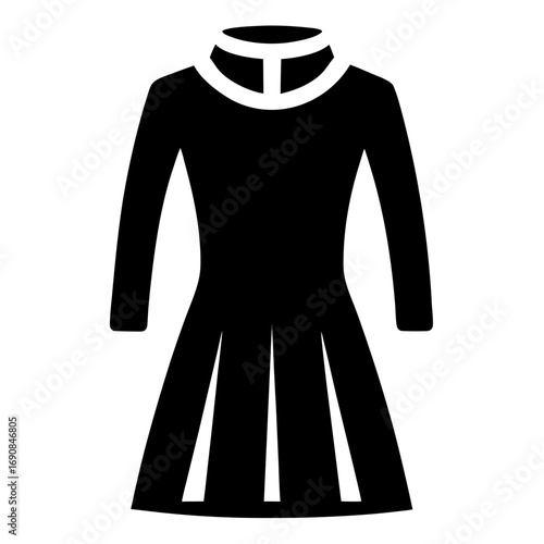 Black Silhouette Sweater Dress Vector Illustration Isolated on White Background