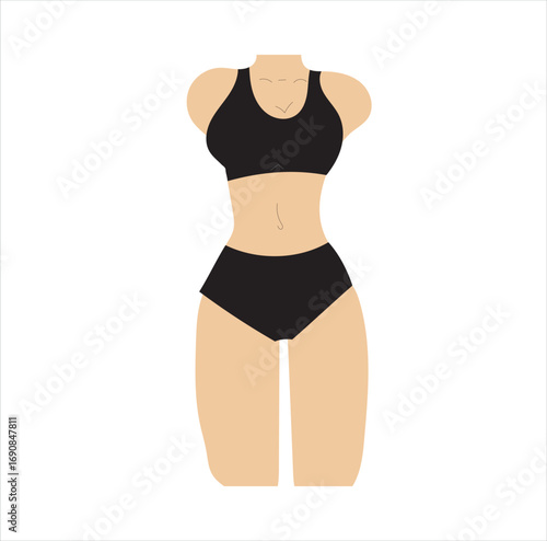 Slim Female Body Minimalist Vector Illustration

