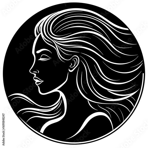 a modern minimalist woman profile vector illustration