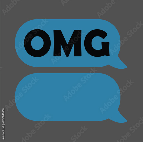 OMG Text Blue Chat Bubble Minimal Vector

