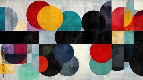 Abstract Art: A Bold Composition of Circles and Squares