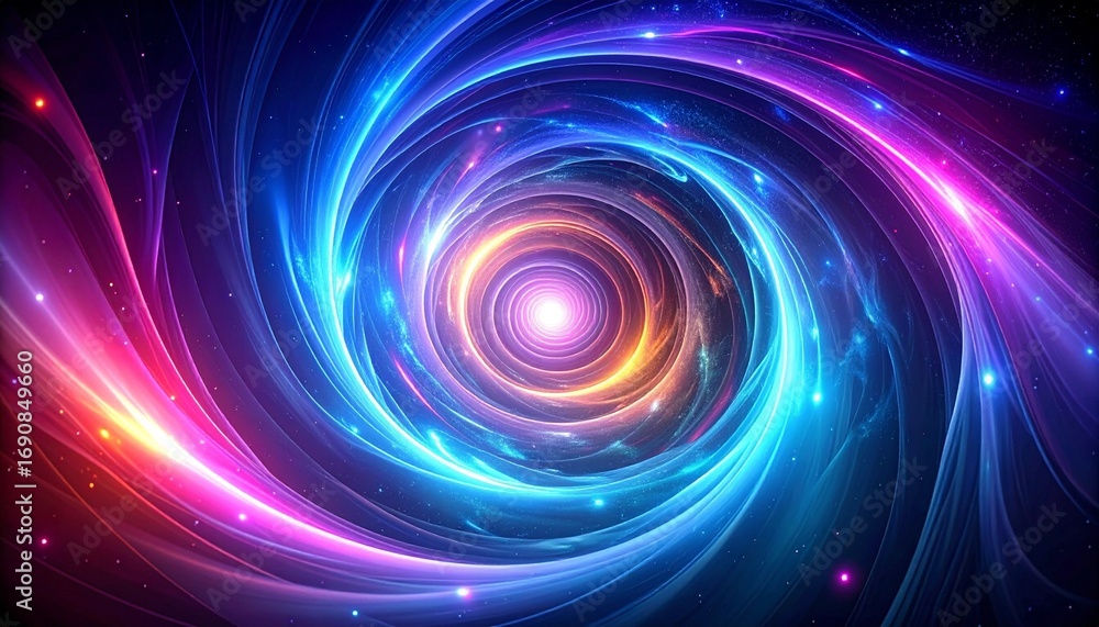 Obraz premium Spiral vortex with glowing neon colors depth perspective dynamic energy abstract background 