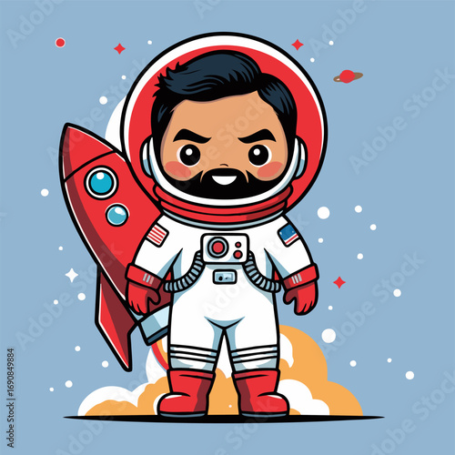 An adorable scene featuring a cheerful astronaut holding a large map of Mars inside the rocket, looking excited as they navigate their journey, with cute alien doodles decorating the walls.