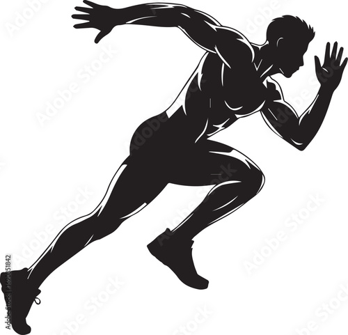 Dynamic silhouette of a fit athlete in full stride displaying strength and speed