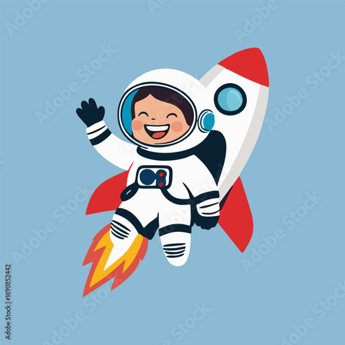 A playful depiction of a cute astronaut in a bright spacesuit, adjusting the rocket's navigation system while surrounded by friendly alien creatures waving from the control panel.