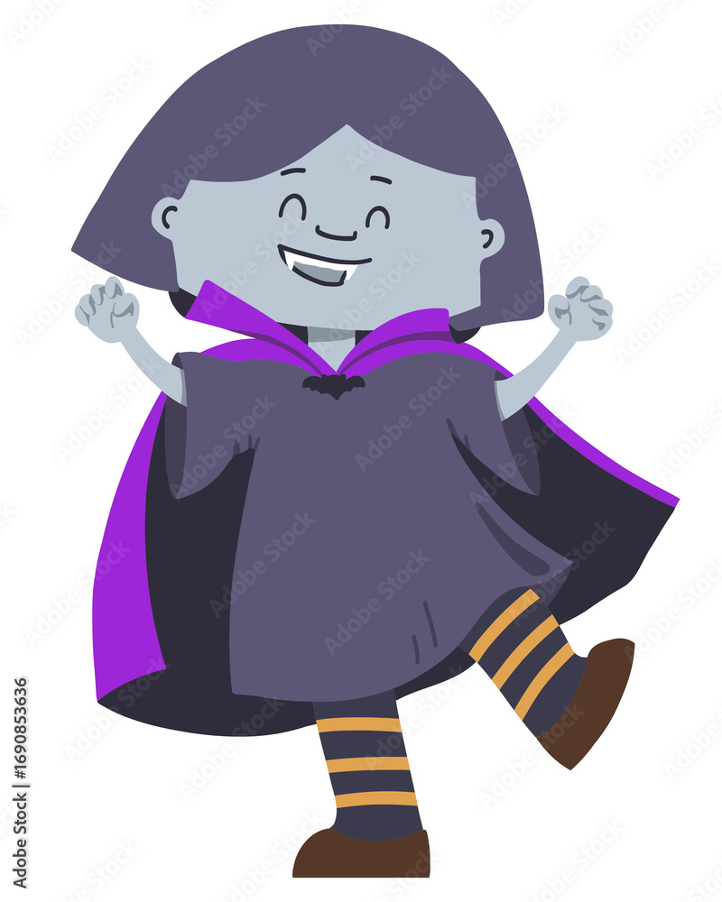 Obraz premium Cute vampire girl character in Halloween costume on transparent background 