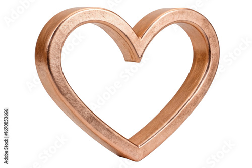 Decorative heart shaped sculpture made of polished metal, featuring sleek and modern design. This artistic piece adds touch of elegance and warmth to any space, perfect for home decor or as gift