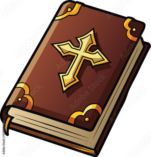 Gothic Victorian Halloween Elegance Holy Bible Book Gold Cross