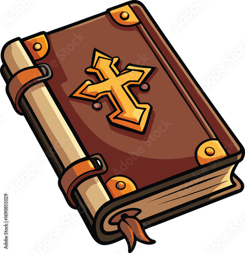 Gothic Victorian Halloween Elegance Ancient Book Golden Cross Design