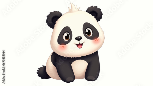 Adorable and playful baby panda illustration, a charming cartoon character perfect for children's designs, bringing joy and cuteness with its sweet, innocent expression and lovable charm