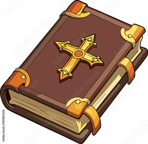 Gothic Victorian Halloween Elegance Ancient Book Golden Cross Design