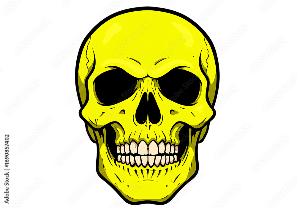 Fototapeta premium Yellow skull isolated on transparent background
