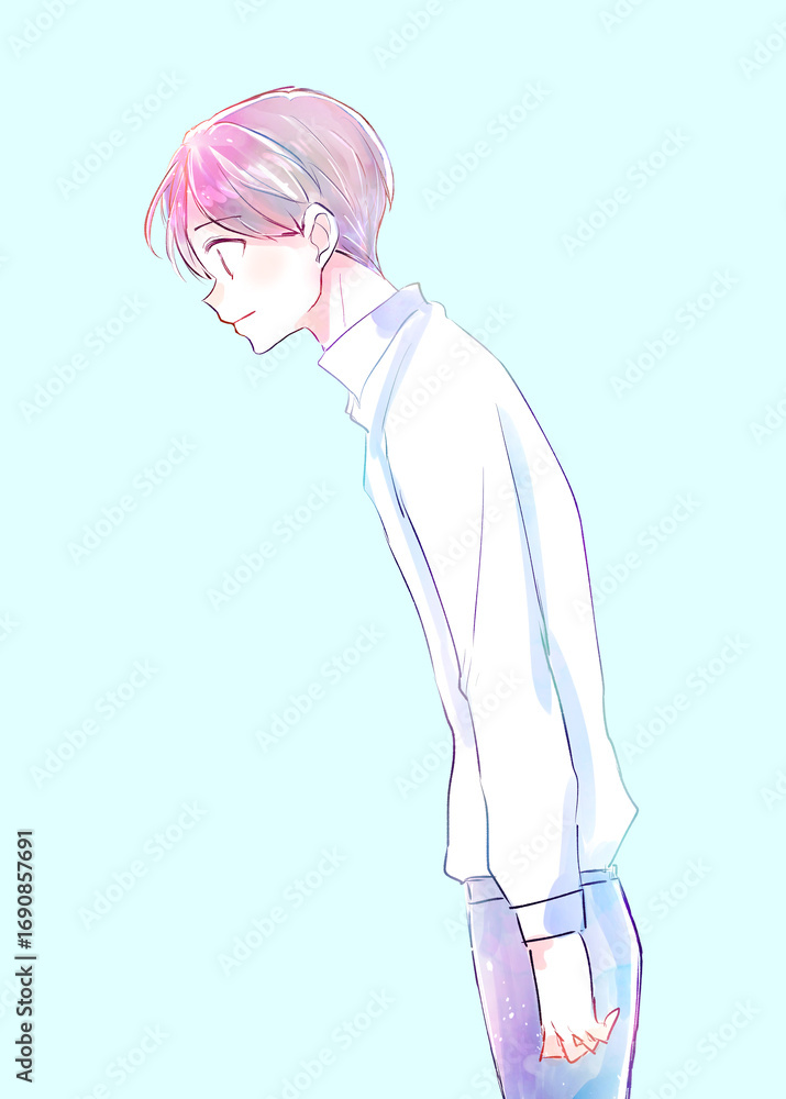 Naklejka premium おじぎする男性 穏やか