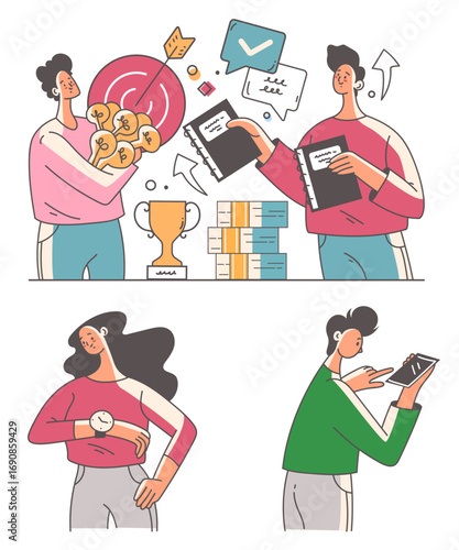 Business people characters office workers team managers concept set collection. Vector graphic design element illustration