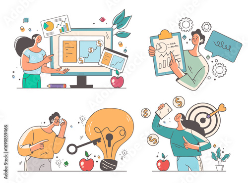 Business people characters office workers team managers concept set collection. Vector graphic design element illustration
