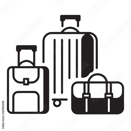 Travel luggage and bag icons set