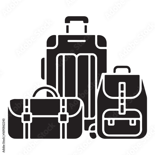Travel luggage and bag icons set