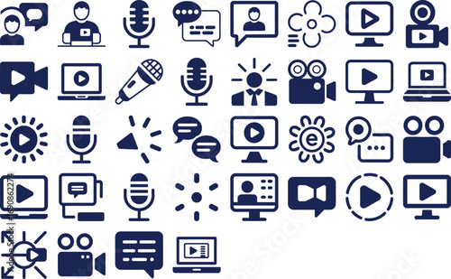 Video Production Icons Content Creation Marketing  Broadcasting Graphics