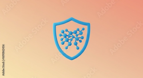 Immune System Protection Shield with Molecular Structure.