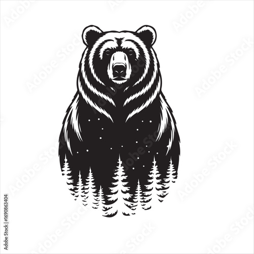 bear vector silhouette sketch art logo design collections