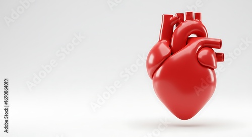 Realistic 3D Render of a Human Heart on White Background.