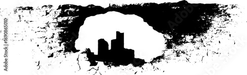 Grunge black and white ornate design for urban decor and artistic projects