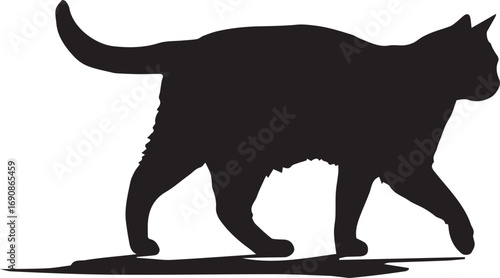 bull vector illustration cat walking black silhouette 