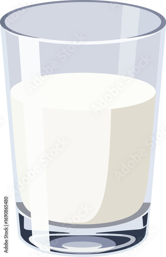 Simple Flat Design Glass of Fresh Milk Drink Illustration