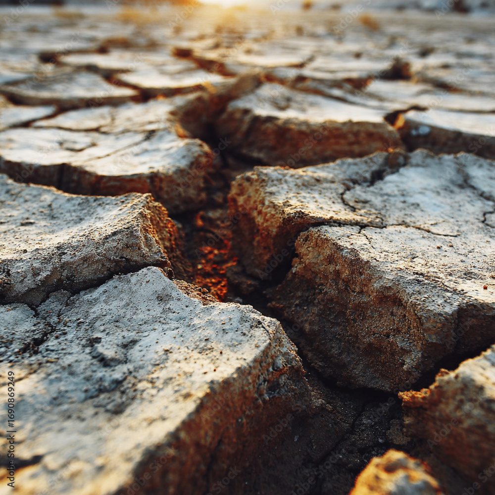 Fototapeta premium Dry Cracked Earth Soil Texture Environmental Concept