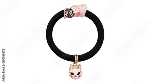 Pink cat charm bracelet