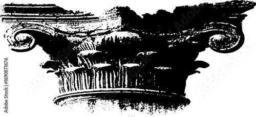 Ornate grunge black and white capital for artistic design and decoration