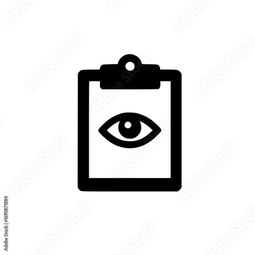 Clipboard and eye icon for content review access control or secure document visibility concept